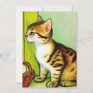 Vintage Tabby Cat Illustration Ankündigung