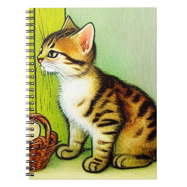Vintage Tabby Cat Illustration Notizblock (Vorderseite)