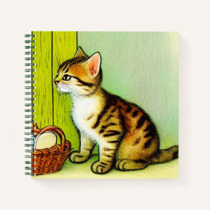 Vintage Tabby Cat Illustration Notizbuch