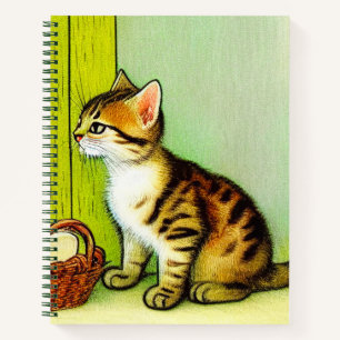 Vintage Tabby Cat Illustration Notizbuch