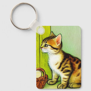 Vintage Tabby Cat Illustration Schlüsselanhänger