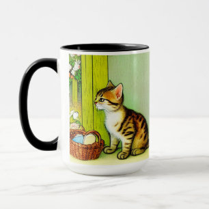 Vintage Tabby Cat Illustration Tasse