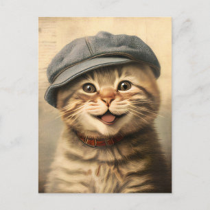 Vintage-Tabby-Katze-Malerei Postkarte