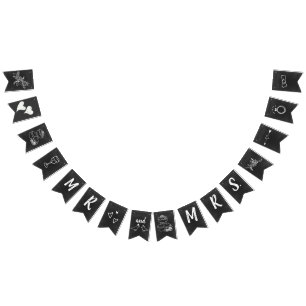 Vintage Tafel-Blick-Hochzeits-Flagge Wimpelkette