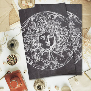 Vintage Tafel griechische Mythologie Gorgon medusa Seidenpapier