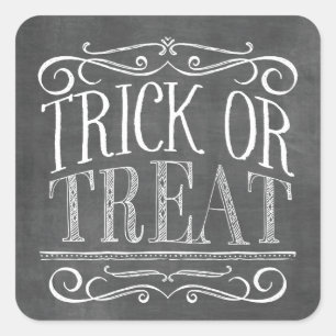 Vintage Tafel Trick-or-Treat Halloween Quadratischer Aufkleber