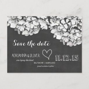 Vintage Tafelhydrangea-Blumen Save the Date Ankündigungspostkarte