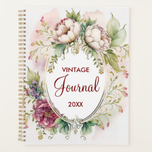 Vintage-Tagebuch-Kalender Floral Personalisiert Planer