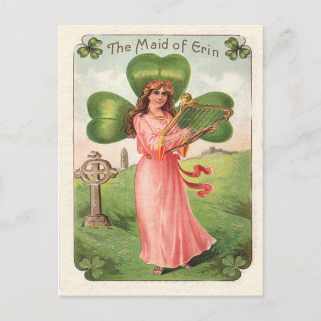 Vintage Tageskarte des Erin St Patrick Postkarte (Vorderseite)