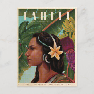Vintage Tahiti Island Girl Postkarte