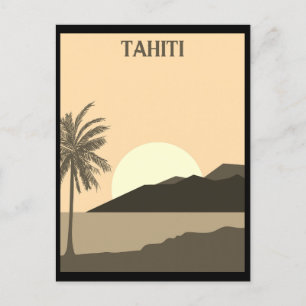 Vintage Tahiti Tropischer Strand Ozean Reise Postkarte