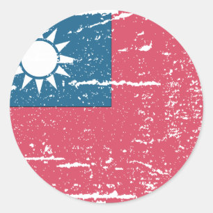 Vintage Taiwan-Flagge Runder Aufkleber
