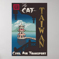 Vintage Taiwan Reiseplakat Civil Air Transport