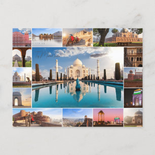 Vintage Taj Mahal, Indien Reise Aquarell Retro Postkarte