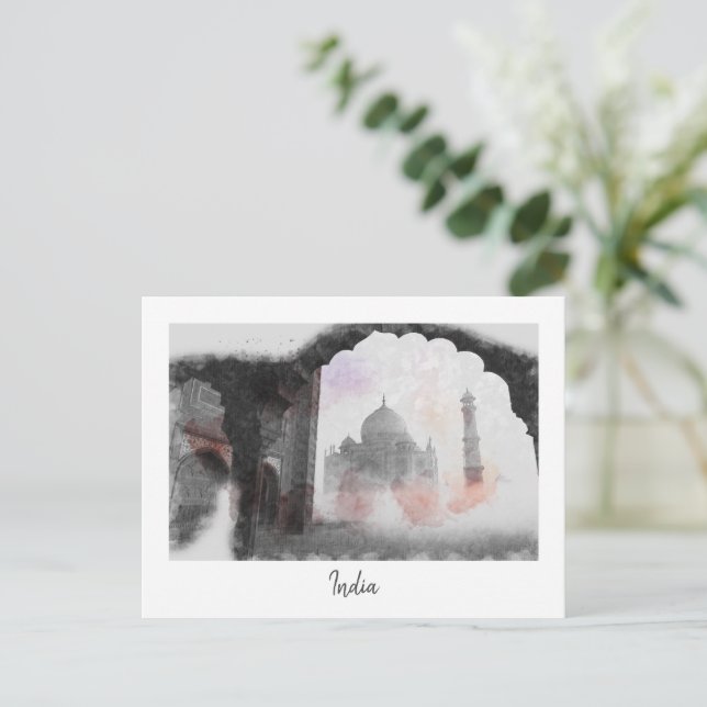 Vintage Taj Mahal Postcard - Retro Travel Souvenir Feiertagspostkarte (Stehend Vorderseite)