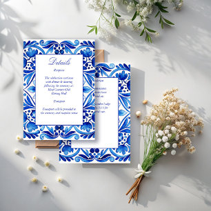 Vintage Talavera Azulejo blaue Fliesen Hochzeit Begleitkarte