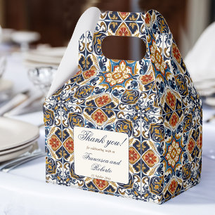 Vintage Talavera Azulejo blaue Fliesen Hochzeit Geschenkschachtel
