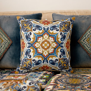 Vintage-Talavera-Azulejo-Blaufliesen bohemian Kissen