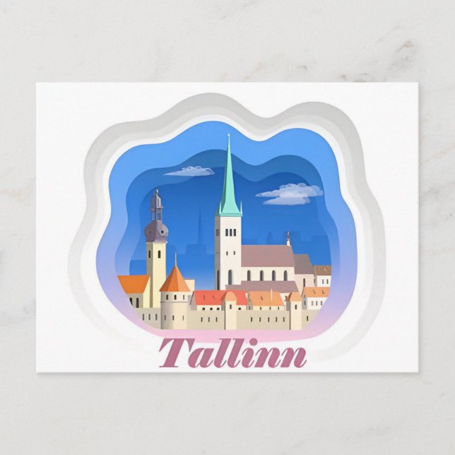 Vintage Tallinn Estland Estland Stadt Postkarte (Vorderseite)