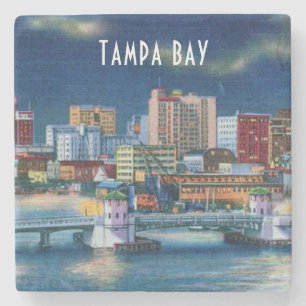 Vintage Tampa Bay Florida Szene in sanften Farben Steinuntersetzer