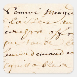 Vintage-Tan-Französische-Brief-Schrift-Pergament Quadratischer Aufkleber