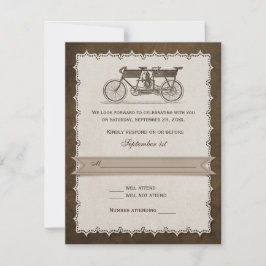 Vintage Tandem-Radhochzeit aus dem 19. Jh. RSVP Karte