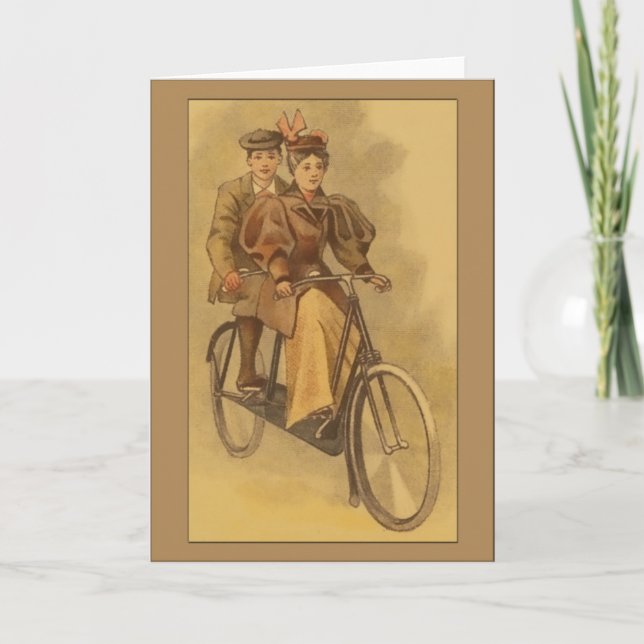 Vintage Tandemfahrrad-Grüße Karte (Vorderseite)