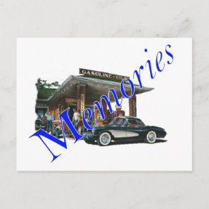 Vintage-Tankstelle aus den 1950er Jahren Postkarte