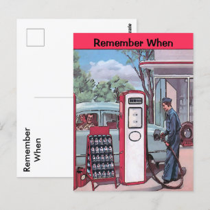 Vintage-Tankstelle, Text auf Postkarte bearbeiten