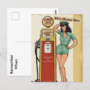 Vintage-Tankstelle, Text bearbeiten Postkarte