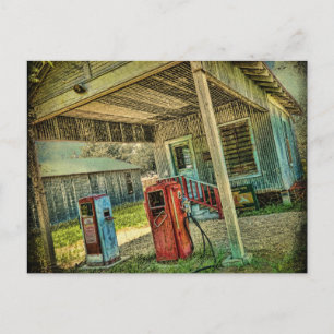 Vintage-Tankstellen-Postkarte Postkarte