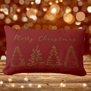 Vintage-Tannenbaum-Rustikal-Rotes Weihnachten Lendenkissen