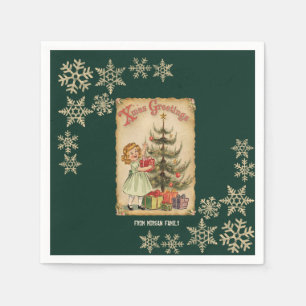 Vintage-Tannenbaum-Weihnachtsgeschenke für kleine Serviette