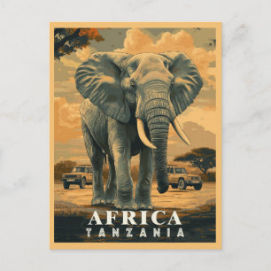 Vintage Tansania: Safari-Abenteuer Postkarte