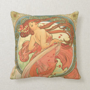 Vintage-Tanz von Alphonse Mucha Kissen