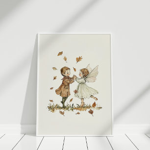 Vintage TanzElfen im Herbst Kunst Poster