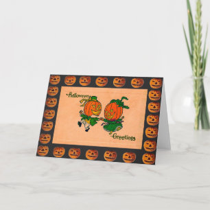 Vintage tanzende Jack o' Lanterns Karte