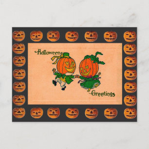 Vintage tanzende Jack o' Lanterns Postkarte