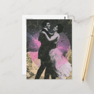 Vintage Tanzendes Paar Collage Postkarte