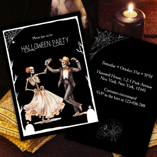 Vintage Tanzendes Skelett Erwachsene Halloween-Par Einladung