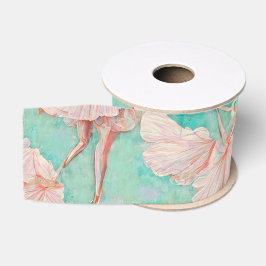 Vintage Tänzerin drucken in Blau und Rosa Ripsband