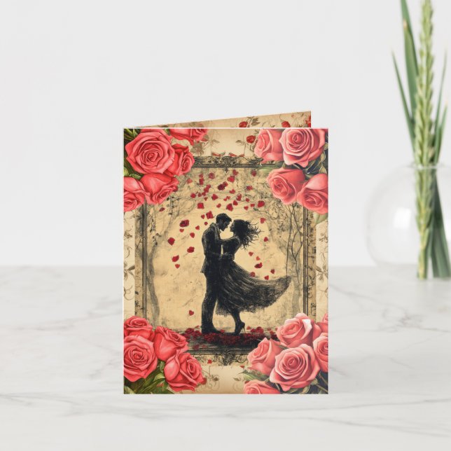 Vintage Tanzkarte Valentinstag Ferienwohnung Feiertagskarte (Vorderseite)