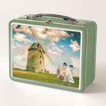 Vintage Tanzmädchen und Windmühle