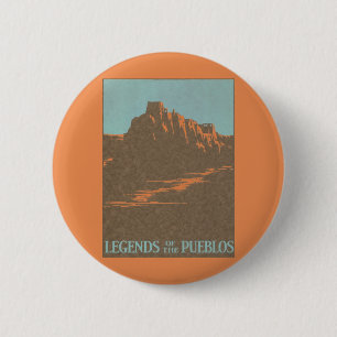 Vintage-Taos-Pueblos New Mexico, Reiseplakat-Kunst Button