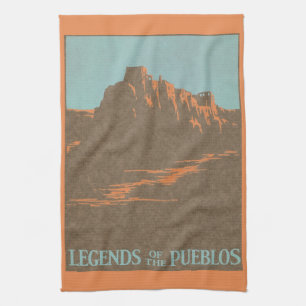 Vintage-Taos-Pueblos New Mexico, Reiseplakat-Kunst Geschirrtuch