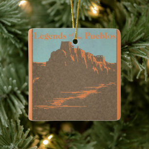Vintage-Taos-Pueblos New Mexico, Reiseplakat-Kunst Keramikornament