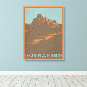 Vintage Taos Pueblos New Mexico, Reiseplakat Kunst Leinwanddruck