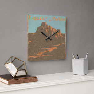 Vintage-Taos-Pueblos New Mexico, Reiseplakat-Kunst Quadratische Wanduhr