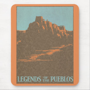 Vintage Taos Pueblos New Mexico, Reiseplaner Kunst Mousepad