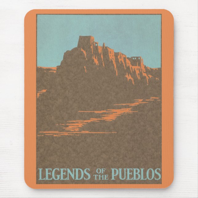 Vintage Taos Pueblos New Mexico, Reiseplaner Kunst Mousepad (Vorne)